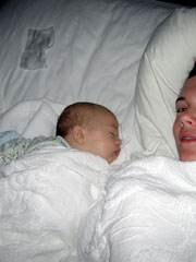 Baby Mojo, asleep, with Moe